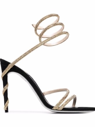 René Caovilla Margot crystal-embellished spiral sandals / glamorous part shoes / evening glamour / glittering high heels - flipped