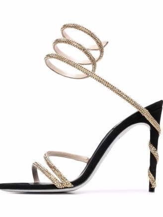 René Caovilla Margot crystal-embellished spiral sandals / glamorous part shoes / evening glamour / glittering high heels