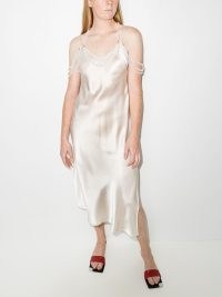 Rosie Assoulin pearl-neck satin dress | luxe cream embellished slip dresses