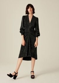 Me and Em Ruched Sequin Dress Black / sequinned vintage style party dresses / LBD / glittering evening occasion fashion / retro looks
