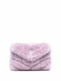 Saint Laurent Purple puffer shearling clutch | fluffy occasion bags | women’s luxe accessories