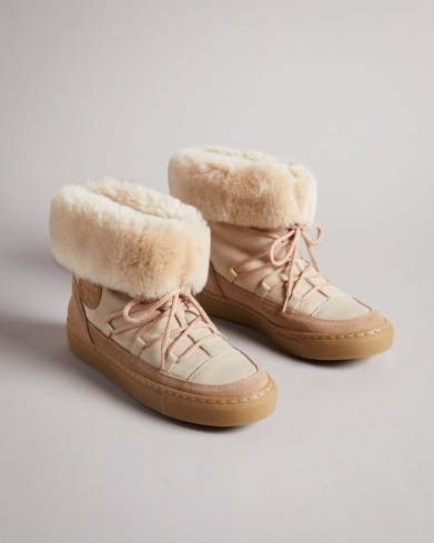 TED BAKER IZAYA Shearling Suede snow boot ~ womens cute fluffy winter boots - flipped