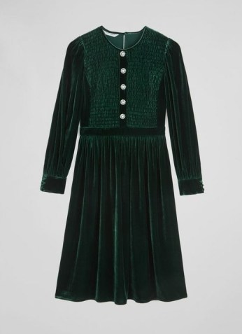 L.K. BENNETT SIGRID GREEN SILK DRESS ~ womens style occasion dresses - flipped