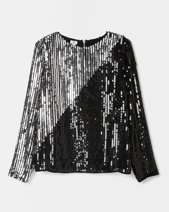 RIVER ISLAND SILVER SEQUIN TOP - flipped