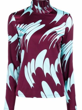 Stella McCartney abstract-print turtleneck blouse | retro print high neck top | womens vintage style fashion - flipped