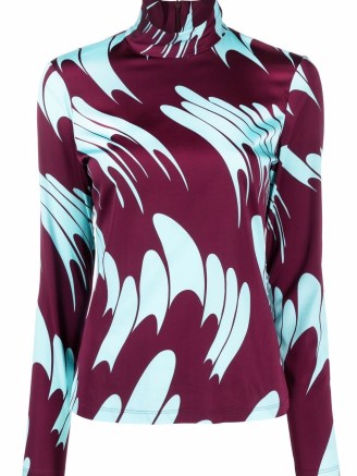 Stella McCartney abstract-print turtleneck blouse | retro print high neck top | womens vintage style fashion