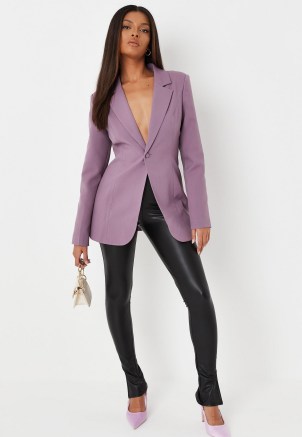 MISSGUIDED tall lilac tailored fitted blazer ~ womens light purple on-trend blazers