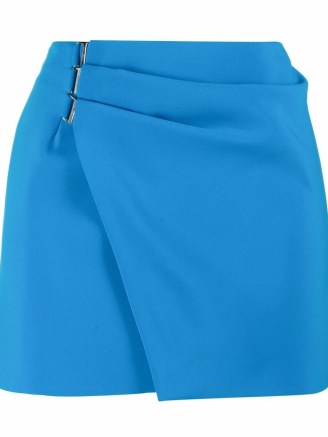 The Attico drape-detailed mini skirt in turquoise blue - flipped