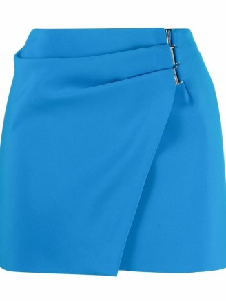 The Attico drape-detailed mini skirt in turquoise blue