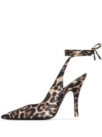 The Attico Venus 130mm leopard-print slingback pumps – animal print ankle tie court shoes – wild cat courts