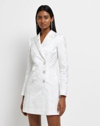River Island WHITE JACQUARD BLAZER DRESS | luxe style jacket dresses