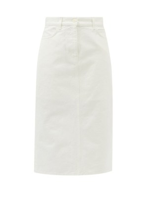 THE ROW Tima white denim midi skirt ~ minimalist fashion - flipped