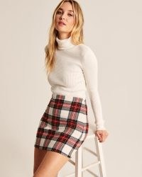 ABERCROMBIE & FITCH Plaid Wool-Blend Mini Skirt in Red / checked skirts / check print fashion
