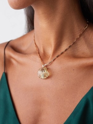 DEZSO Tourmaline, quartz & 18kt gold necklace pendant / sea inspired pendants / women’s fine jewellery / ocean themed necklaces - flipped