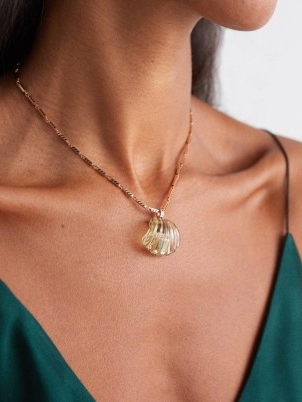 DEZSO Tourmaline, quartz & 18kt gold necklace pendant / sea inspired pendants / women’s fine jewellery / ocean themed necklaces