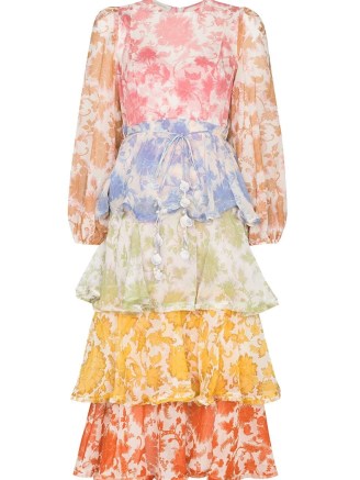 ZIMMERMANN Postcard floral-print tiered dress / romantic multicoloured tiered dresses / ruffled layers / romance inspired fashion - flipped