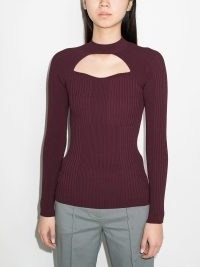 Aeron Tulane cut-out knitted top in burgundy – winter colours – womens front cutout tops