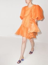 Aje riviera orange asymmetric braided blouse ~ puff sleeve mini dresses ~ romantic voluminous fashion