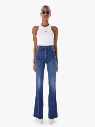 MOTHER DENIM THE MELLOW DRAMA in Anchor Point | blue fade detail high waist wide leg jeans | womens casual fashion - flipped
