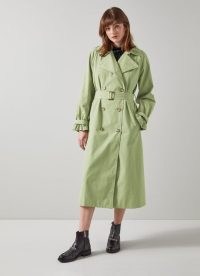 L.K. Bennett ANDIE MINT GREEN COTTON TRENCH COAT | womens classic belted coats