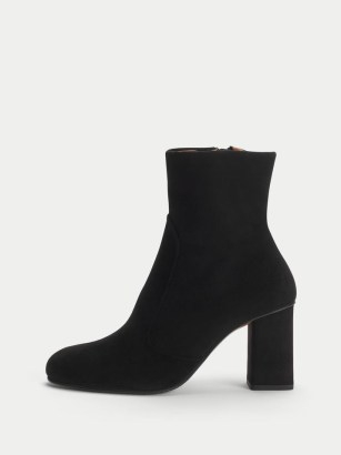 JIGSAW April Suede Heeled Boot Black / women’s block heel ankle boots - flipped