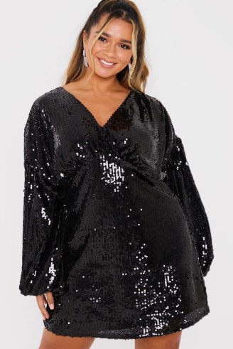 IN THE STYLE x ASH BLACK PLUNGE ALL OVER SEQUIN DRESS / sequinned party dresses / Ashleigh Huish inspired evening fashion - flipped