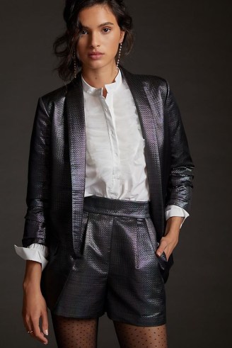 Hutch Textured Metallic Blazer in Black ~ womens glamorous evening blazers ~ women’s shimmering party jackets
