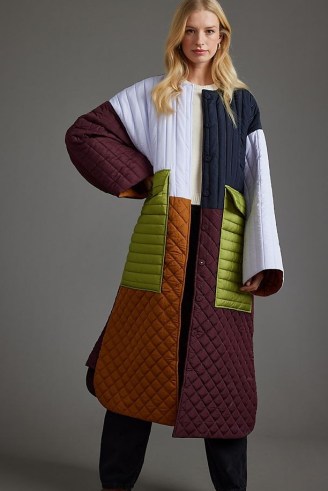 Stella Nova Laerke May Jacket / multicoloured quilted coats / longline colourblock jackets / women’s colour block outerwear