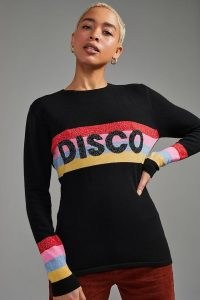 Orwell + Austen Disco Jumper in Black / women’s colour block jumpers
