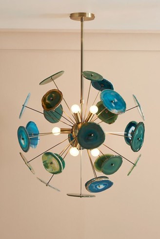 ANTHROPOLOGIE Swirled Agate Chandelier Green ~ modern chandeliers ~ contemporary lighting ~ ceiling lights - flipped