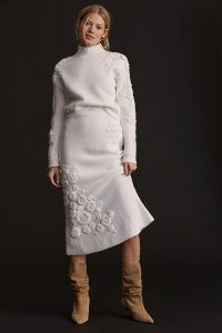 ANTHROPOLOGIE Floral Textured Jumper Skirt Set ~ womens knitted fashion sets ~ women’s knitwear