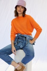 Alani Cashmere Mock Neck Jumper in Orange ~ Anthropologie knitwear ~ womens bright jumpers