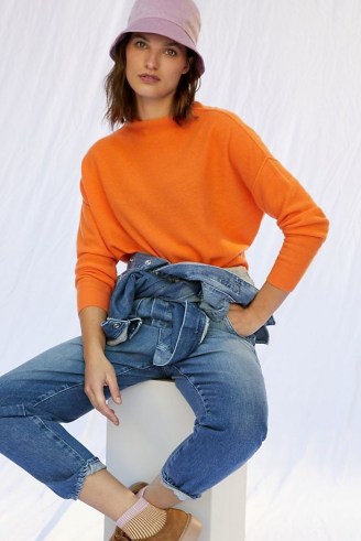 Alani Cashmere Mock Neck Jumper in Orange ~ Anthropologie knitwear ~ womens bright jumpers