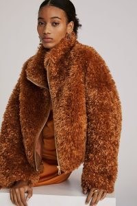 Maeve Teddy Zip-Up Coat in Honey / plush textured faux fur coats / womens winter jackets