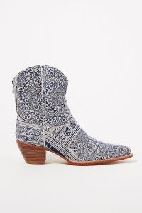 Momo Design Tile Mosaic Western Boots in blue / women’s printed cowboy ankle boots