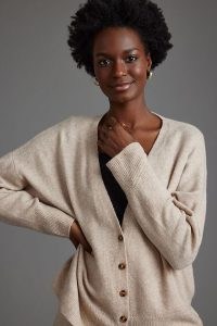 Frankie Soft Knitted Cardigan in Beige | anthropologie womens relaxed fit cardigans