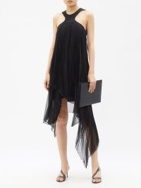 GIVENCHY Asymmetric-hem pleated dress in black – LBD – evening occasion glamour ~ asymmetrical fluid crepe party dresses