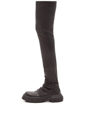 RICK OWENS Bozo black thigh-high boots | womens chunky rubber sole over the knee boot