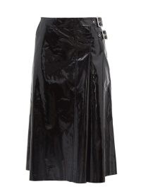 GUCCI Buckled vinyl kilt – black high shine skirts