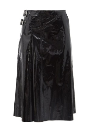 GUCCI Buckled vinyl kilt – black high shine skirts - flipped