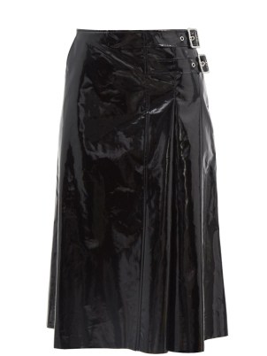 GUCCI Buckled vinyl kilt – black high shine skirts