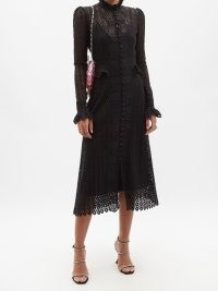 PACO RABANNE High-neck stretch-lace midi dress in black ~ vintage inspired dresses