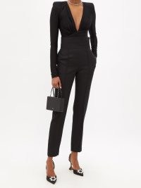 ALEXANDRE VAUTHIER High-waist wool-hopsack trousers in black ~ womens chic evening pants ~ women’s designer party fashion