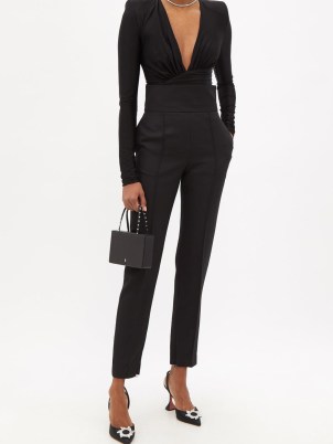 ALEXANDRE VAUTHIER High-waist wool-hopsack trousers in black ~ womens chic evening pants ~ women’s designer party fashion