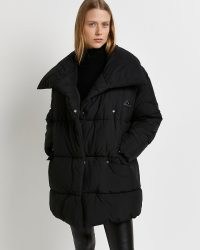 RIVER ISLAND BLACK OVERSIZED PUFFER COAT ~ womens padded winter coats ~
