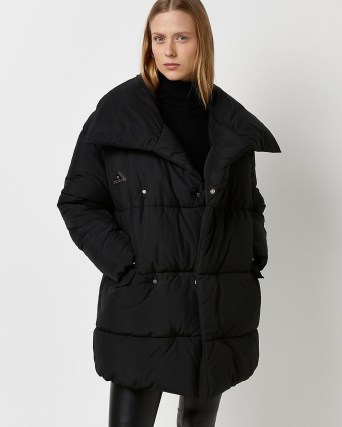 RIVER ISLAND BLACK OVERSIZED PUFFER COAT ~ womens padded winter coats ~ - flipped