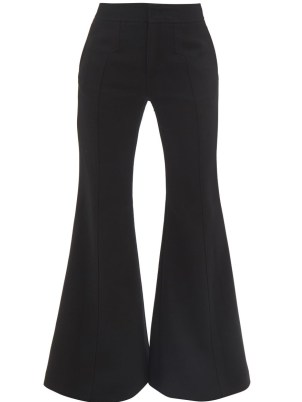 GABRIELA HEARST Vita black wool-crepe flared trousers ~ womens chic retro flares - flipped