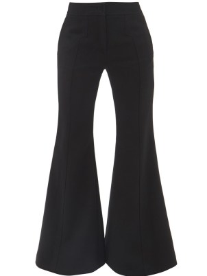 GABRIELA HEARST Vita black wool-crepe flared trousers ~ womens chic retro flares