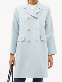 WEEKEND MAX MARA light blue Acqui coat / womens double breasted flap pocket coats