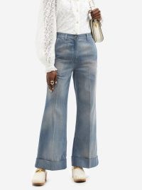GUCCI High-rise wide-leg jeans | womens blue faded-wash denim trousers